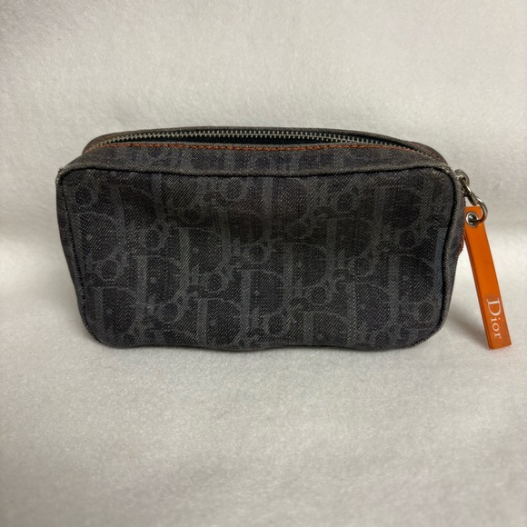 VTG CHRISTIAN DIOR Flight Zipper Small Denim Pouch Snap Pocket Blue Orange - Picture 3 of 16